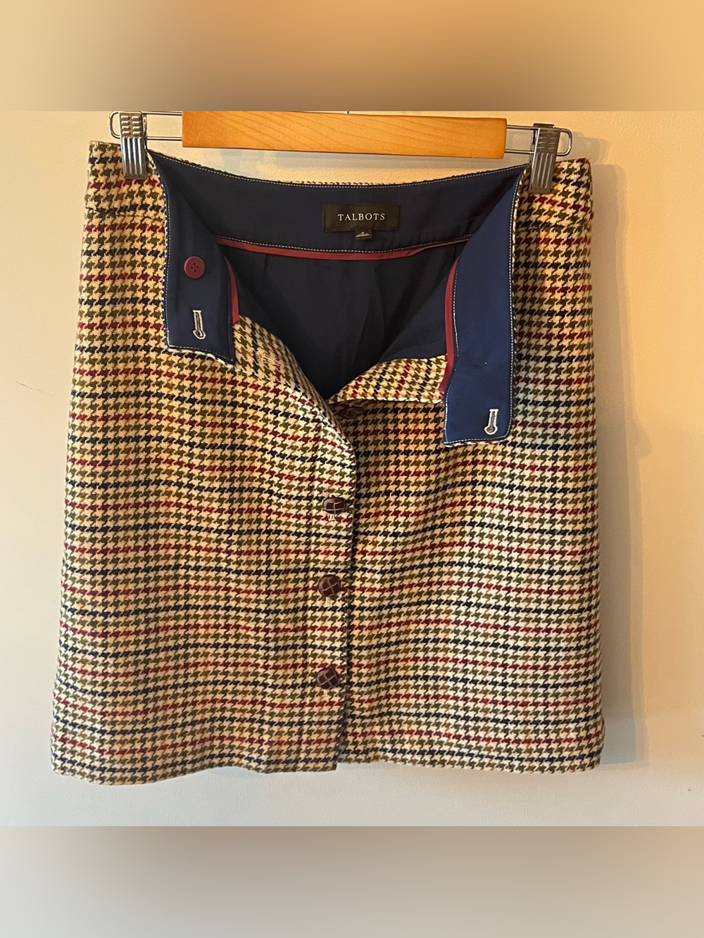TALBOTS Houndstooth Button Front Wool Blend Skirt Size 6 - Picture 3 of 7